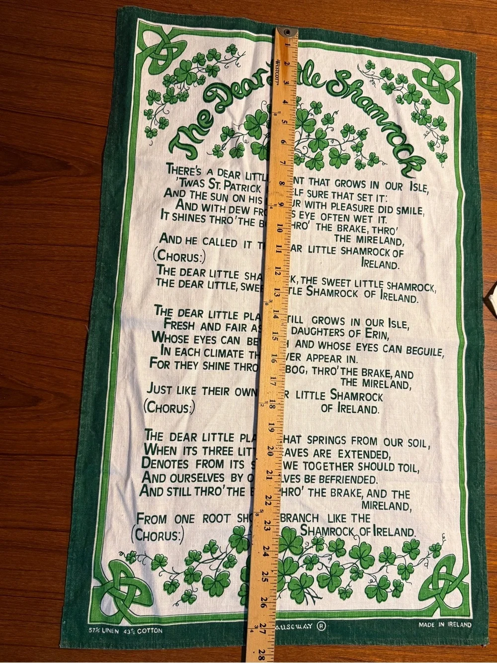 Vintage ‘The Dear Little Shamrock' Irish linen souvenir Tea Towel from Ireland